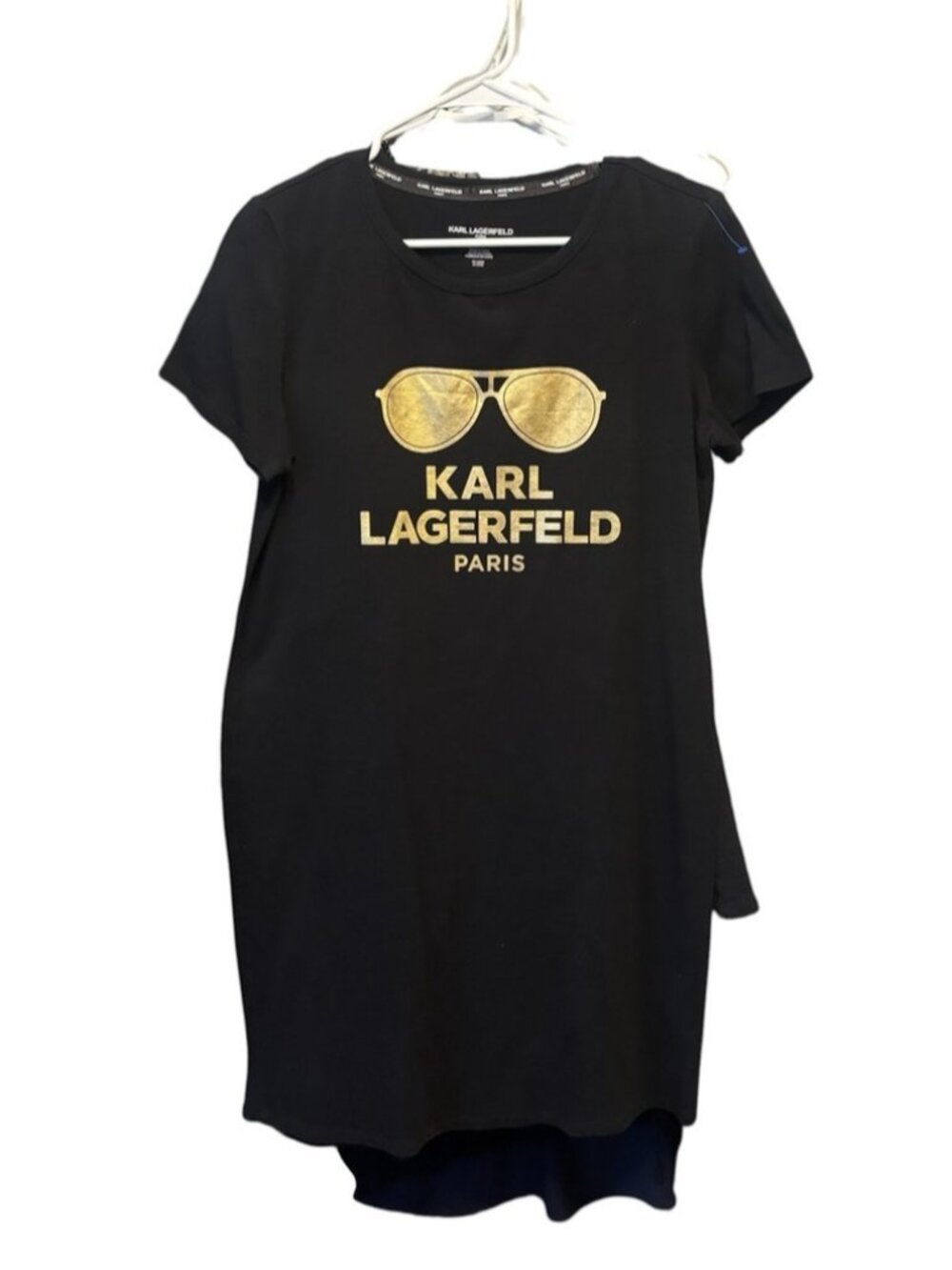 Black Dress with Gold Logo Sunglasses